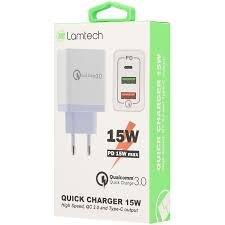 Incarcator Retea 15W PD QC3.02xUSB 1xUSB Type-C Alb