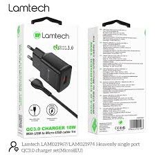 Incarcator Retea 18W QC3.0 1xUSB Cablu MicroUSB 1m Inclus Negru