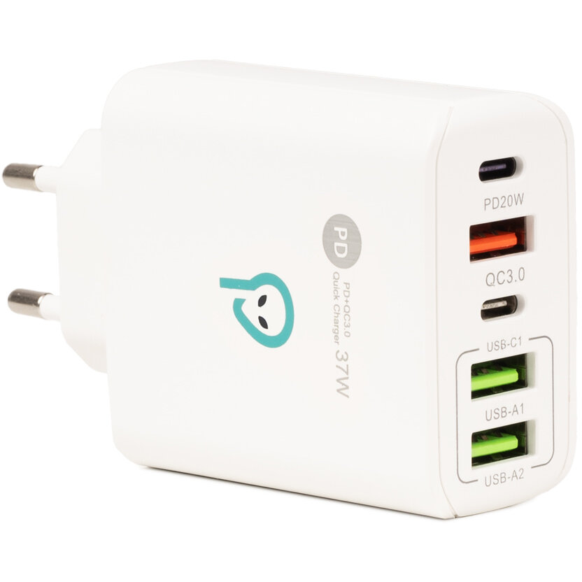 Incarcator Retea SPAR-CINQUEQ-01 Quick Charge 37W 1x USB Type-C 20W + 1x USB QC 3.0 18W + 2x USB 2.4A + 1x USB Type-C 2.4A  Alb