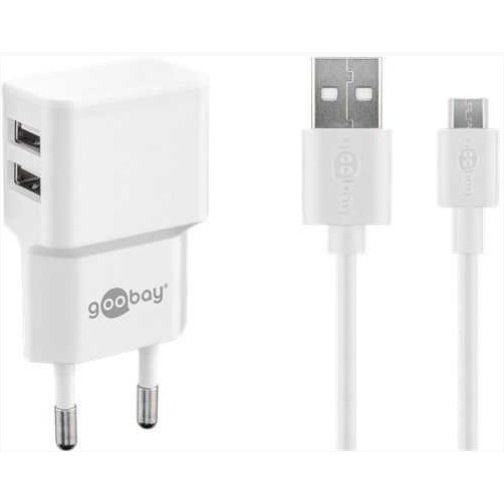 Incarcator Retea WM224WE 2x USB-A 2.4A cu Cablu MicroUSB Alb