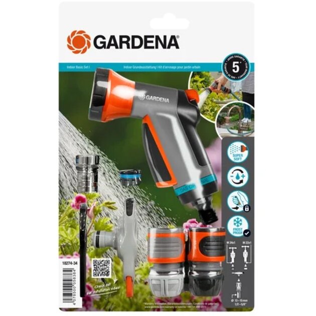 Indoor Basic Kit, Tap Connector for Indoor Taps (light grey/orange, 13 mm (1/2) - 19 mm (3/4))