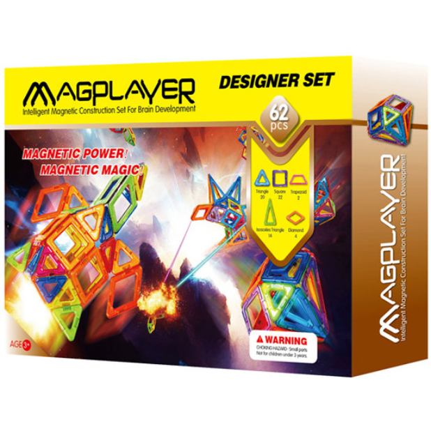 Joc de constructie magnetic Designer Set 62 piese