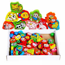 Joc De Insiruit Animale Din Lemn Cu Siret Dezvoltarea Motricitatii Indemanarii Creativitatii