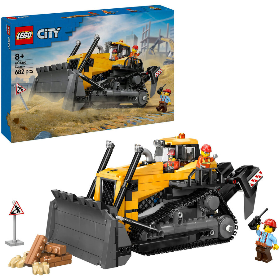 Jucarie 60466 City Yellow Bulldozer with Front Loader, Construction Toy