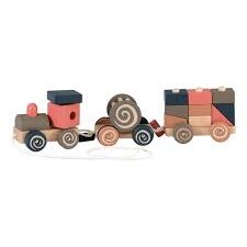 Jucarie De Tras Trenulet Cu Blocuri De Stivuit Multicolor