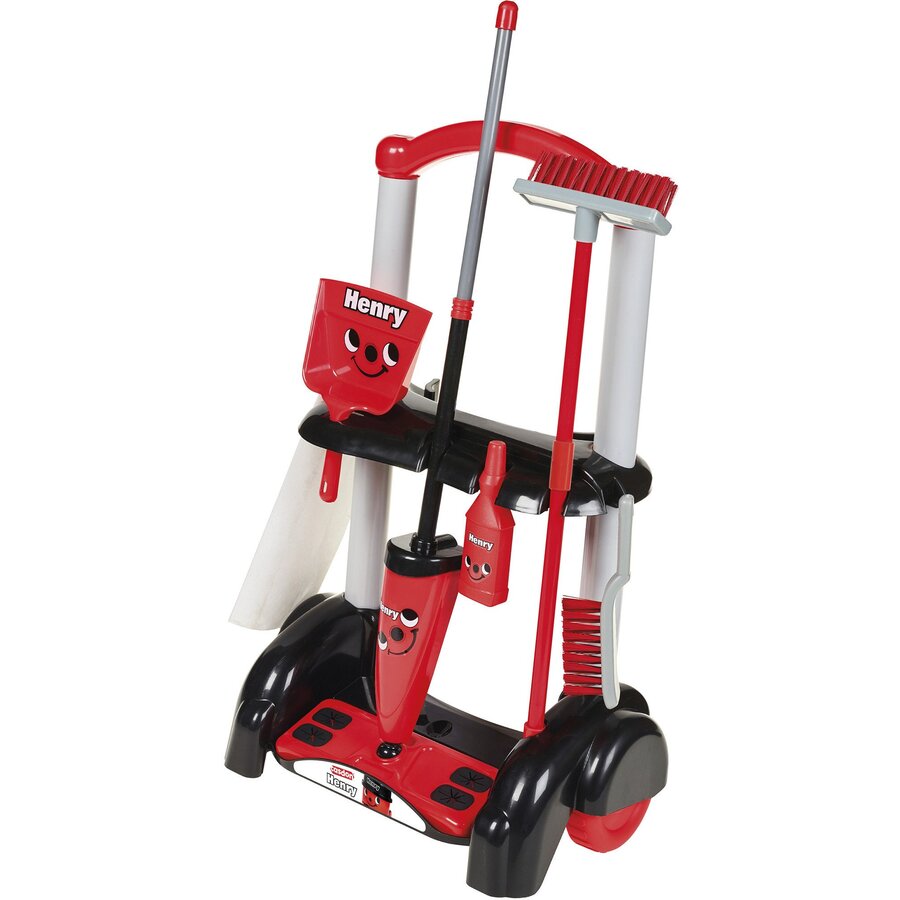 Jucarie Henry Cleaning Trolley, children's household appliance red