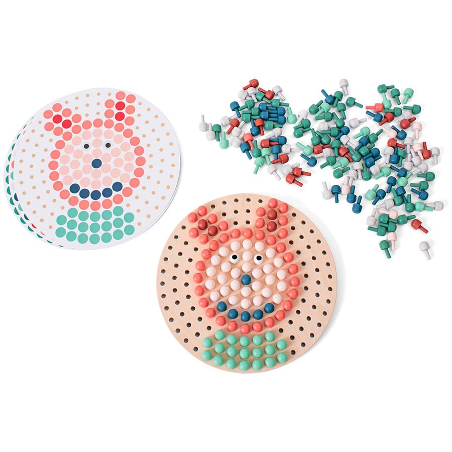 Jucarie Mozaic cu placa si piuneze din lemn