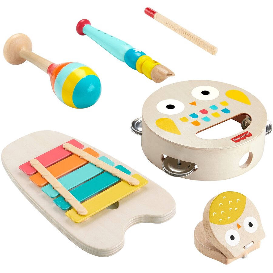 Jucarie Musical Gift Set with Wooden Instruments for Toddlers (6 Pieces)