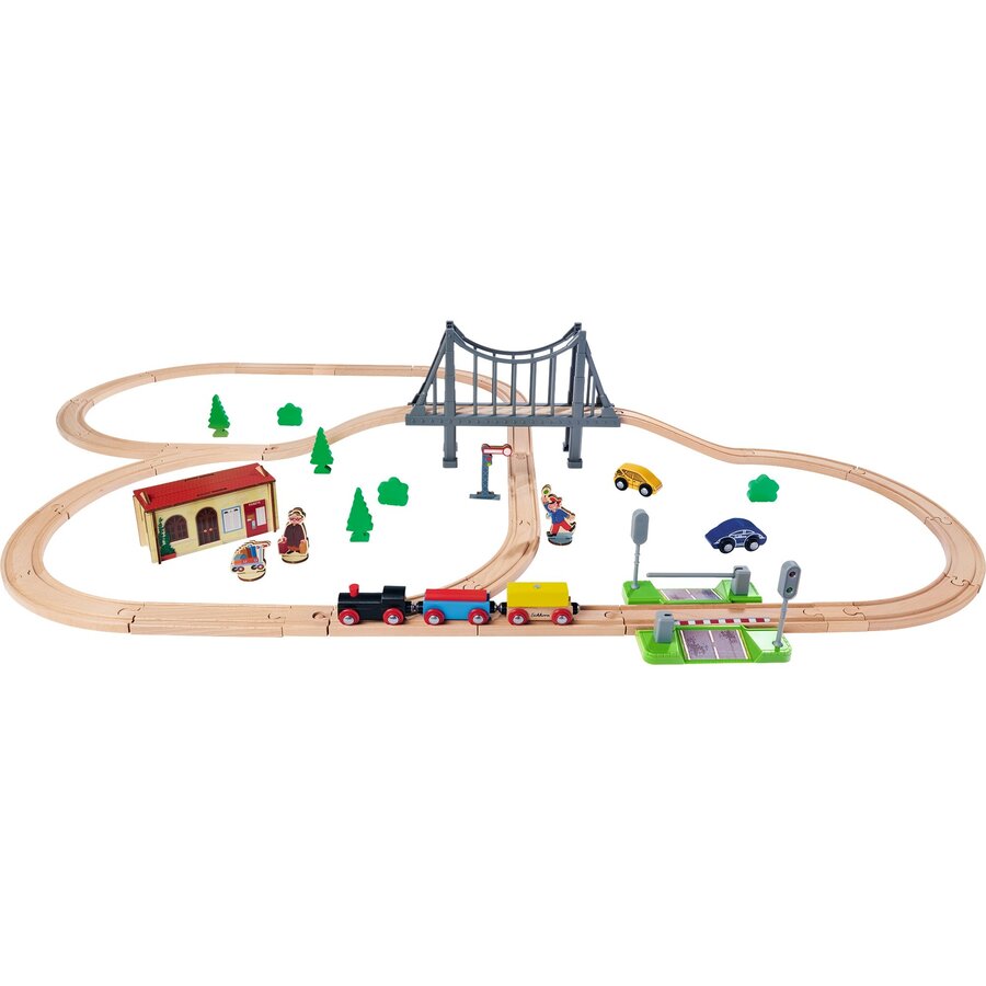 Jucarie train set with bridge (55 pieces)