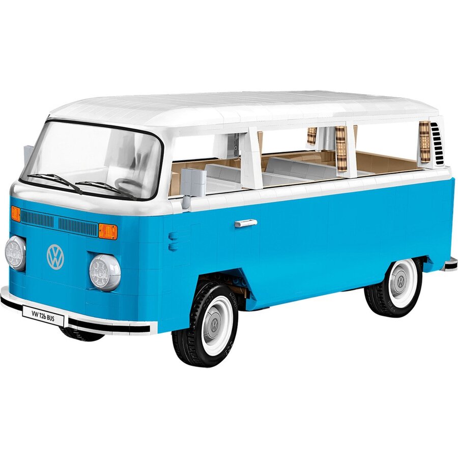 Jucarie Volkswagen T2b Bus, construction toy light blue/white, scale 1:12