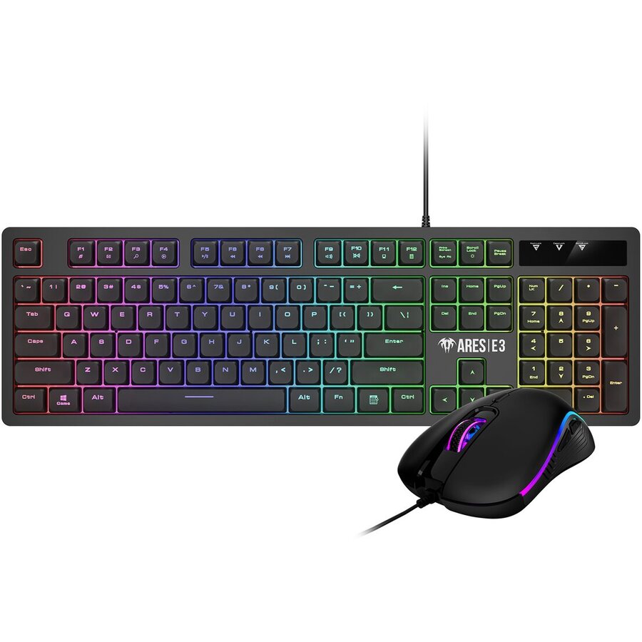 Kit Tastatura si Mouse Gaming Ares E3 Combo Iluminare RGB Negru