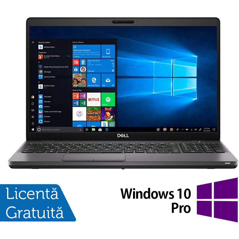 Laptop Refurbished  Latitude 5500, Intel Core i5-8365U 1.60-4.10GHz, 8GB DDR4, 256GB SSD M.2, 15.6 Inch, Webcam, Tastatura Numerica + Windows 10 Pro
