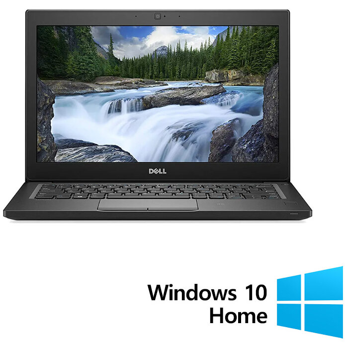 Laptop Refurbished Latitude 7290 HD 12.5 inch Intel Core i5-8350U 8GB 256GB SSD Windows 10 Home Black