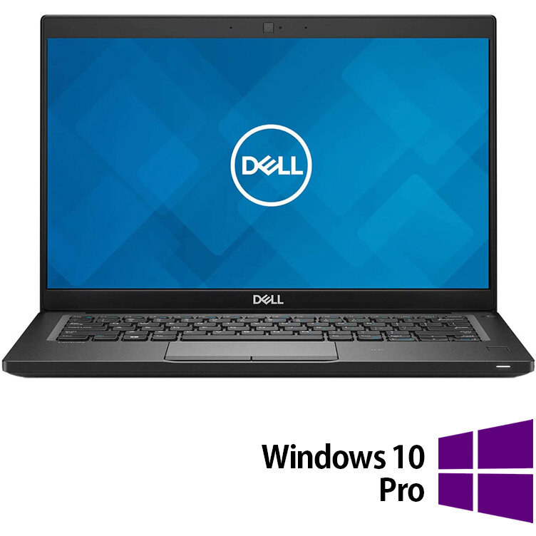 Laptop Refurbished Latitude 7390 FHD 13.5 inch Intel Core i5-8250U 8GB 256GB SSD Windows 10 Pro Black