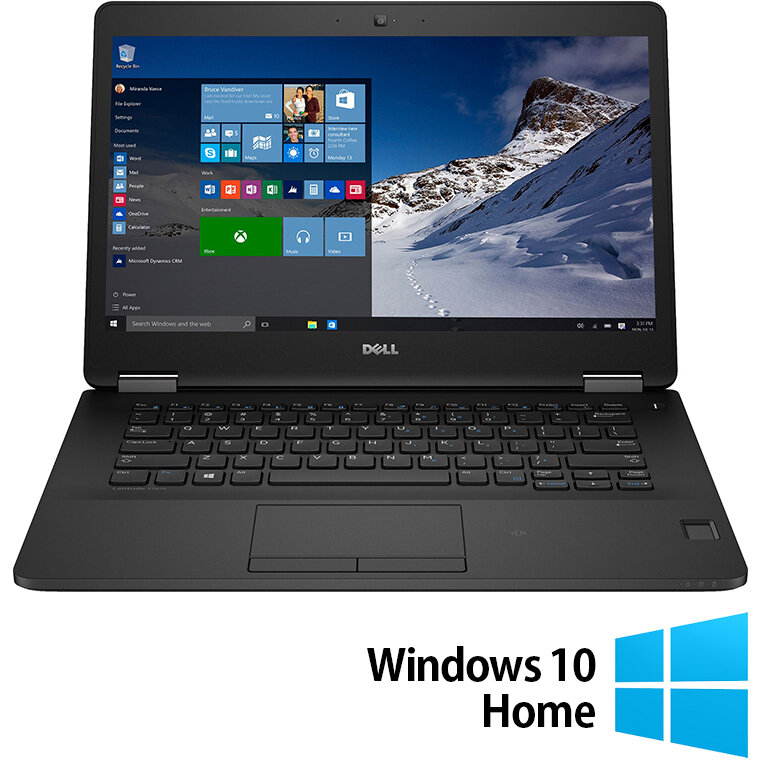 Laptop Refurbished Latitude E7470 FHD 14 inch Intel Core i5-6300U 8GB 128GB SSD Windows 10 Home Black