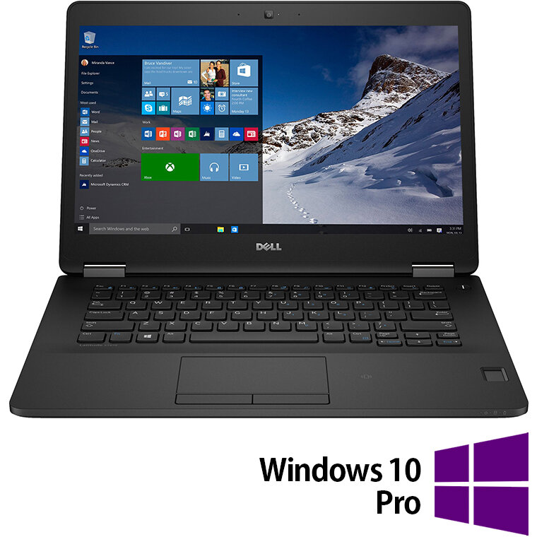 Laptop Refurbished Latitude E7470 FHD 14 inch Intel Core i5-6300U 8GB 256GB SSD Windows 10 Pro Black
