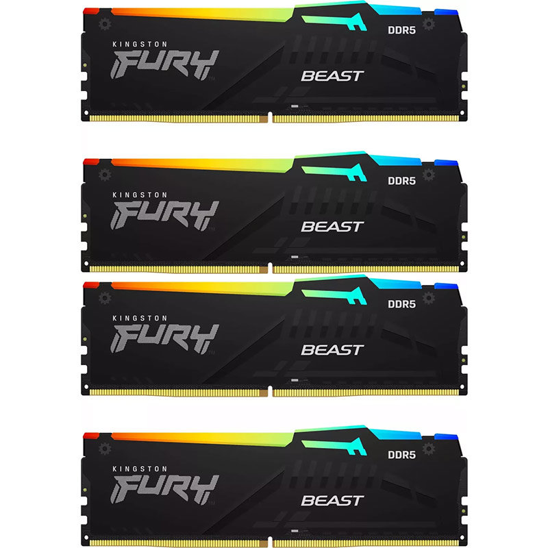 Memorie FURY Beast RGB Black 128GB (4x32GB) DDR5 5200MHZ CL40 Quad Channel Kit