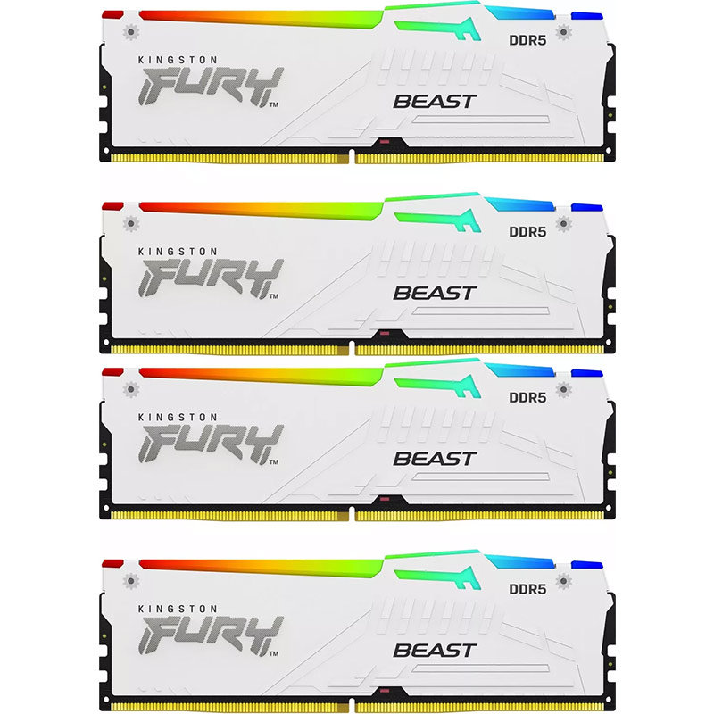 Memorie FURY Beast RGB White 64GB (4x16GB) DDR5 6000MHz CL40 Quad Channel Kit