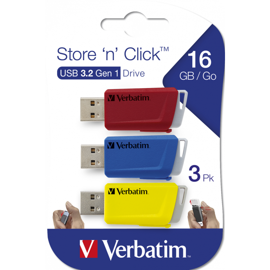 Memorie USB Store' n Click 3x16GB USB 3.2 Red Blue Yellow