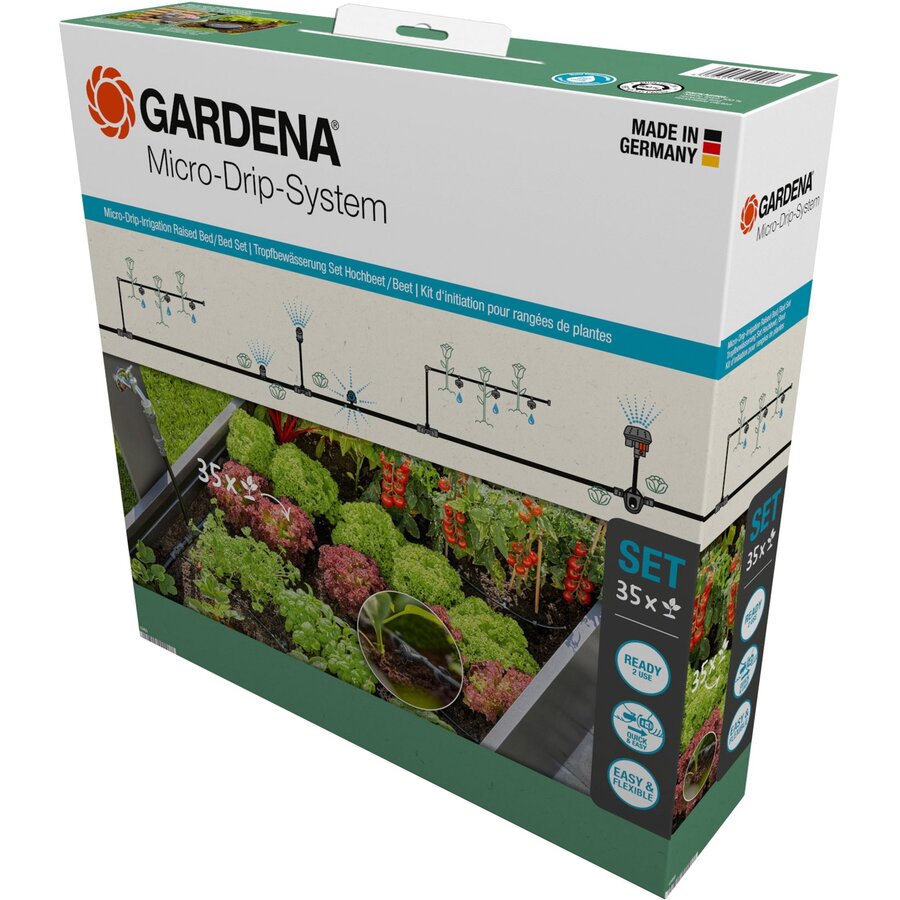 Micro-Drip System Drip Irrigation Set Raised Bed/Bed, 35 Plants, Dripper (Black/Grey, Model 2023)