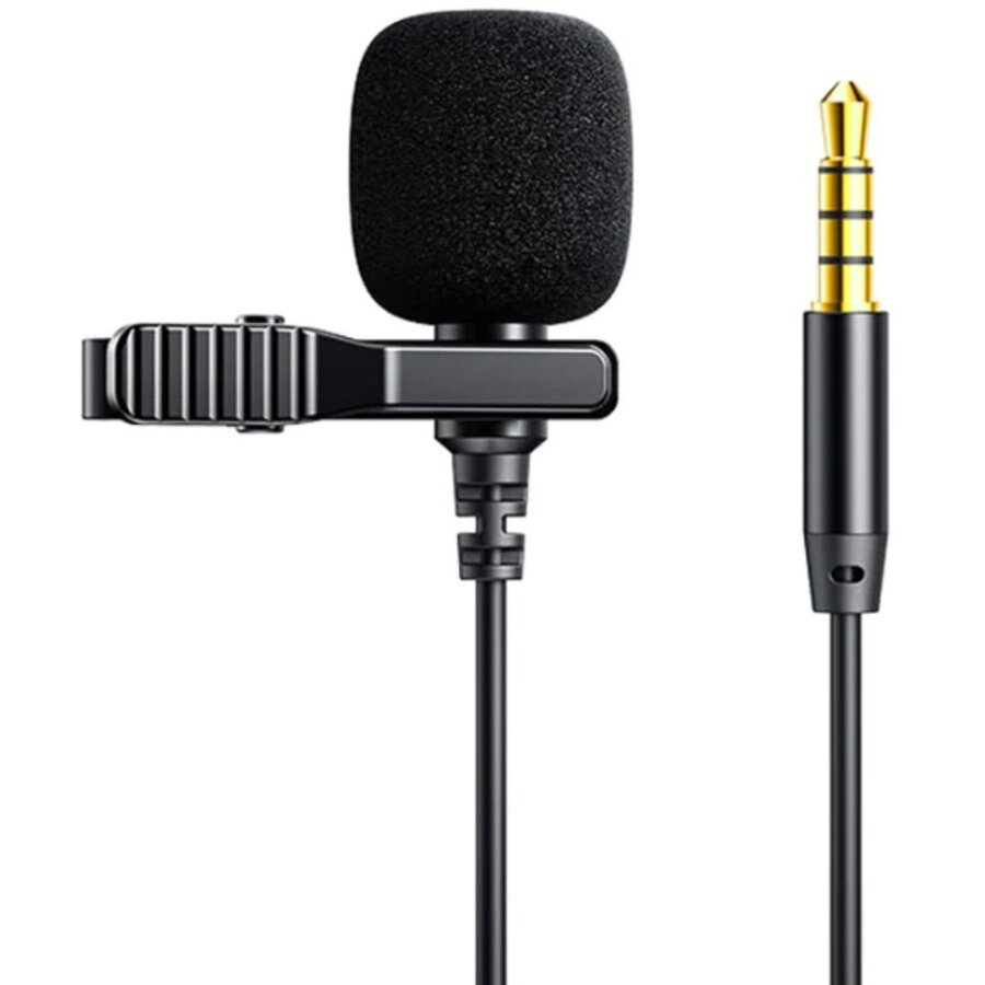 Microfon Lavaliera cu Cablu Jack 2m Negru