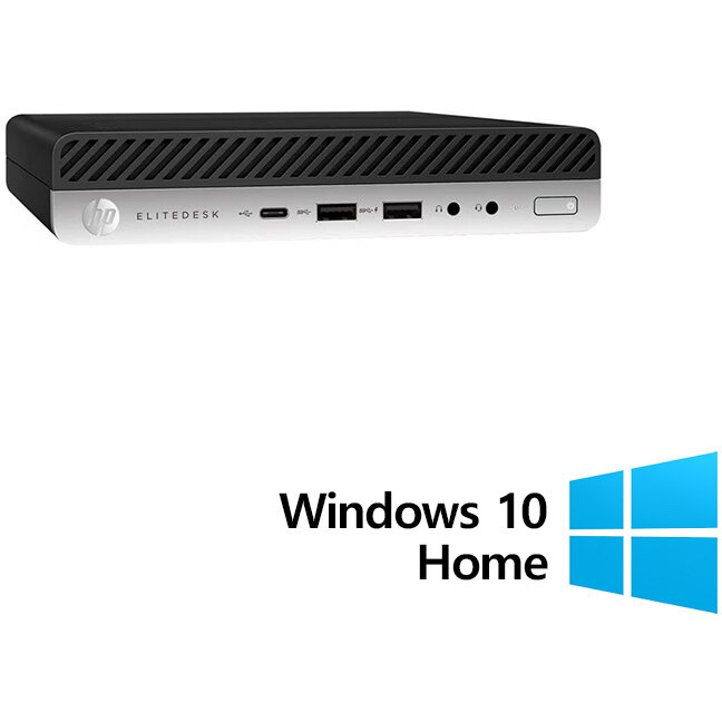 Mini PC Refurbished EliteDesk 800 G3 Intel Core i5-6500T 16GB 256GB SSD Windows 10 Home Black