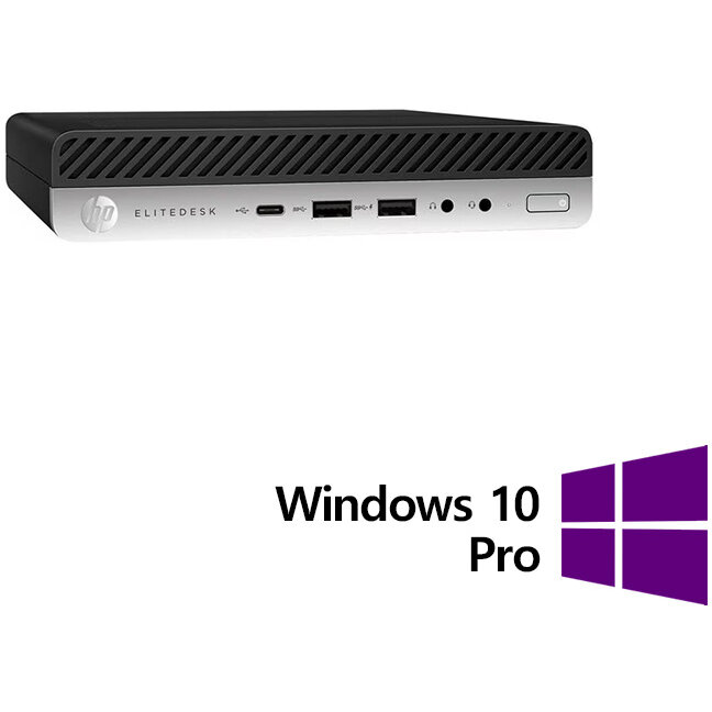 Mini PC Refurbished EliteDesk 800 G3 Intel Core i5-6500T 16GB 512GB SSD Windows 10 Pro Black