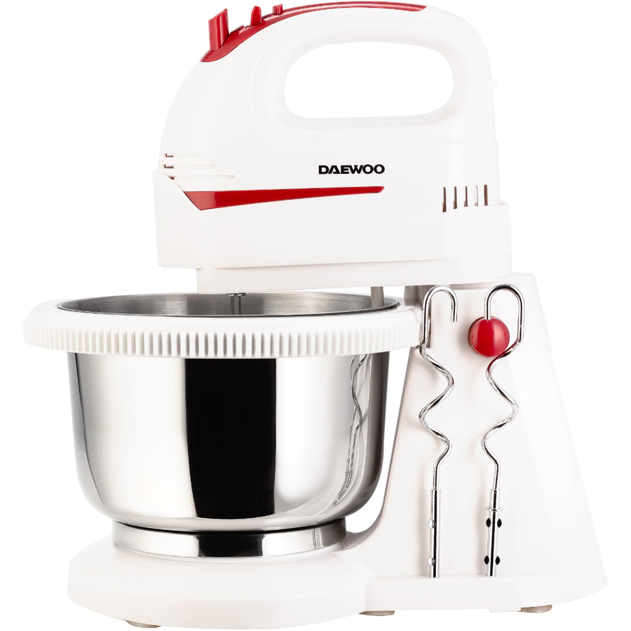 Mixer cu Bol Rotativ D-DHM100W Capacitate 2L 5 Viteze Functie Turbo 300W Alb/Argintiu