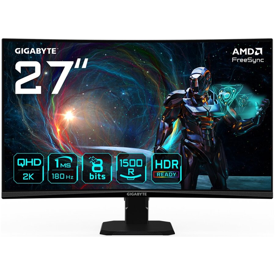 Monitor GS27QCA 27inch QHD Curved Gaming  2560 x 1440 180Hz 1ms 250 cd/m² FreeSync HDR Ready HDMI 2.0 Displayport 1.4 Negru
