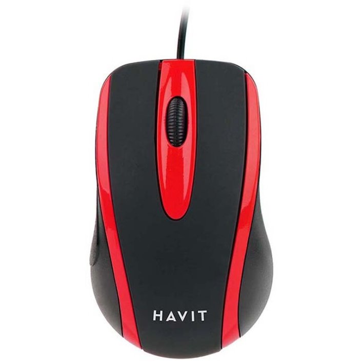 Mouse MS753, cu fir, USB, 1000 DPI, 3 Butoane, Rosu/Negru