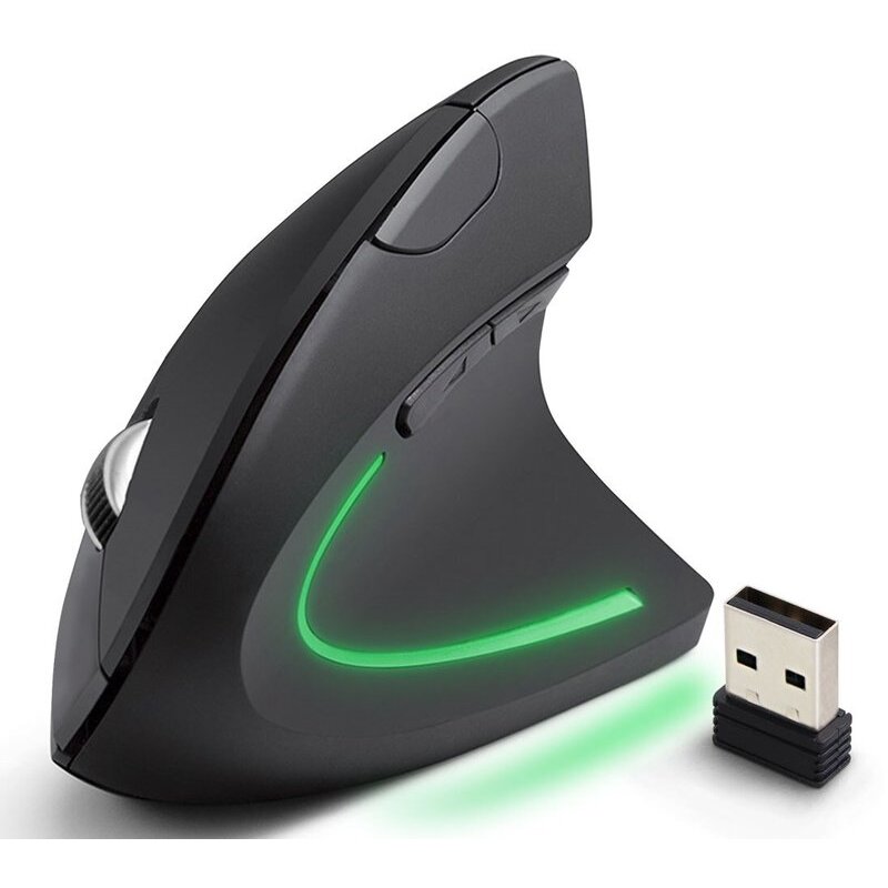 Mouse Vertical EM133 6D Wireless Iluminare LED RGB Negru