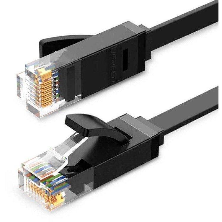 NW102 Ethernet Cat. 6, mufat 2xRJ45, UTP, Flat, lungime 50cm, Negru