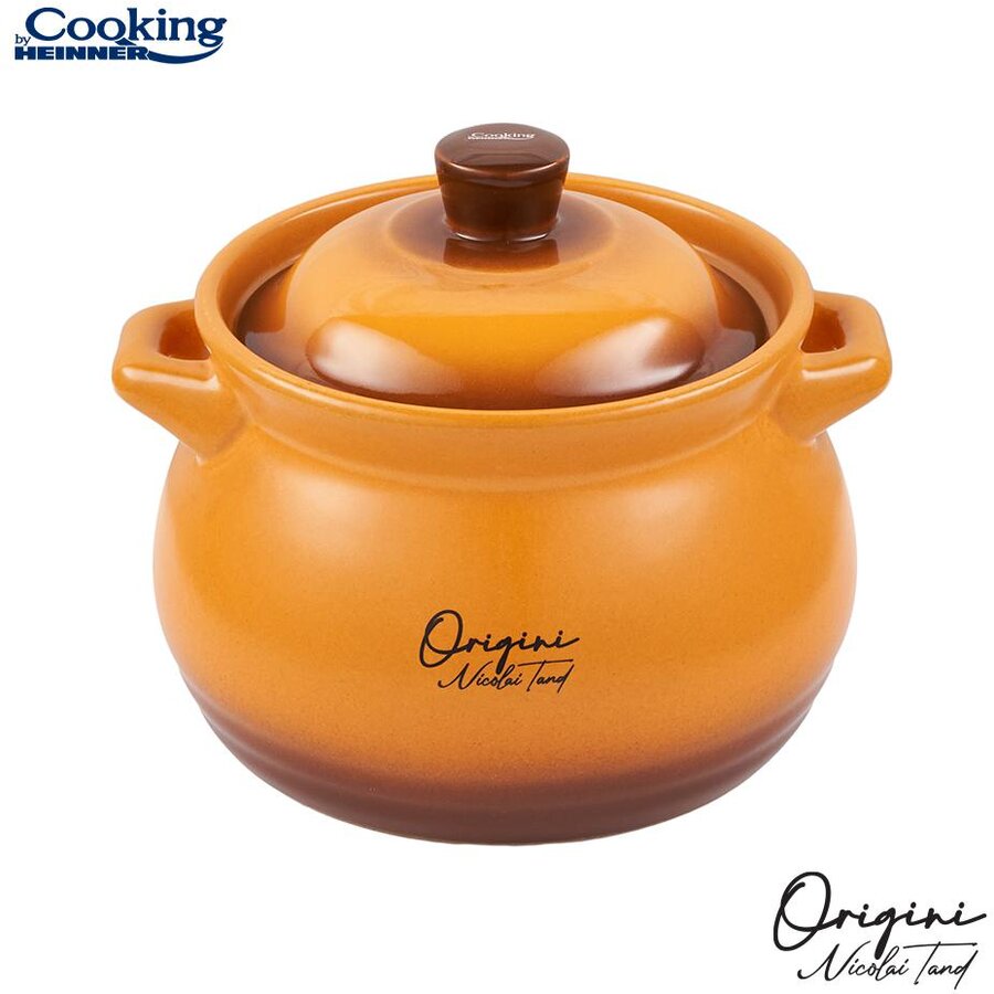 Oala Ceramica cu Capac Colectia Origini Nicolai Tand 12x11CM Capacitate 2L Portocaliu