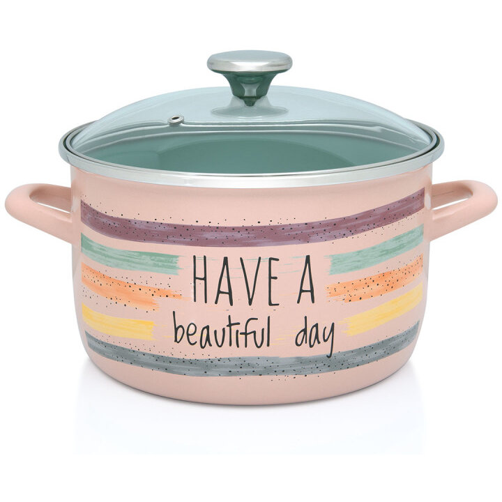 Oala cu Capac de Sticla Divan Dan Capacitate 5L Diametru 22CM Multicolor