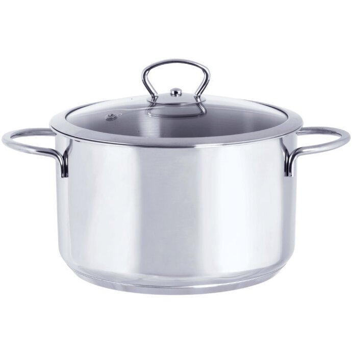 Oala cu Capac de Sticla Kulinaria Capaciate 3.8L Diametru 20CM Inox