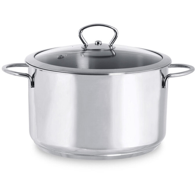 Oala cu Capac de Sticla Kulinaria Capacitate 6L Diametru 24CM Inox