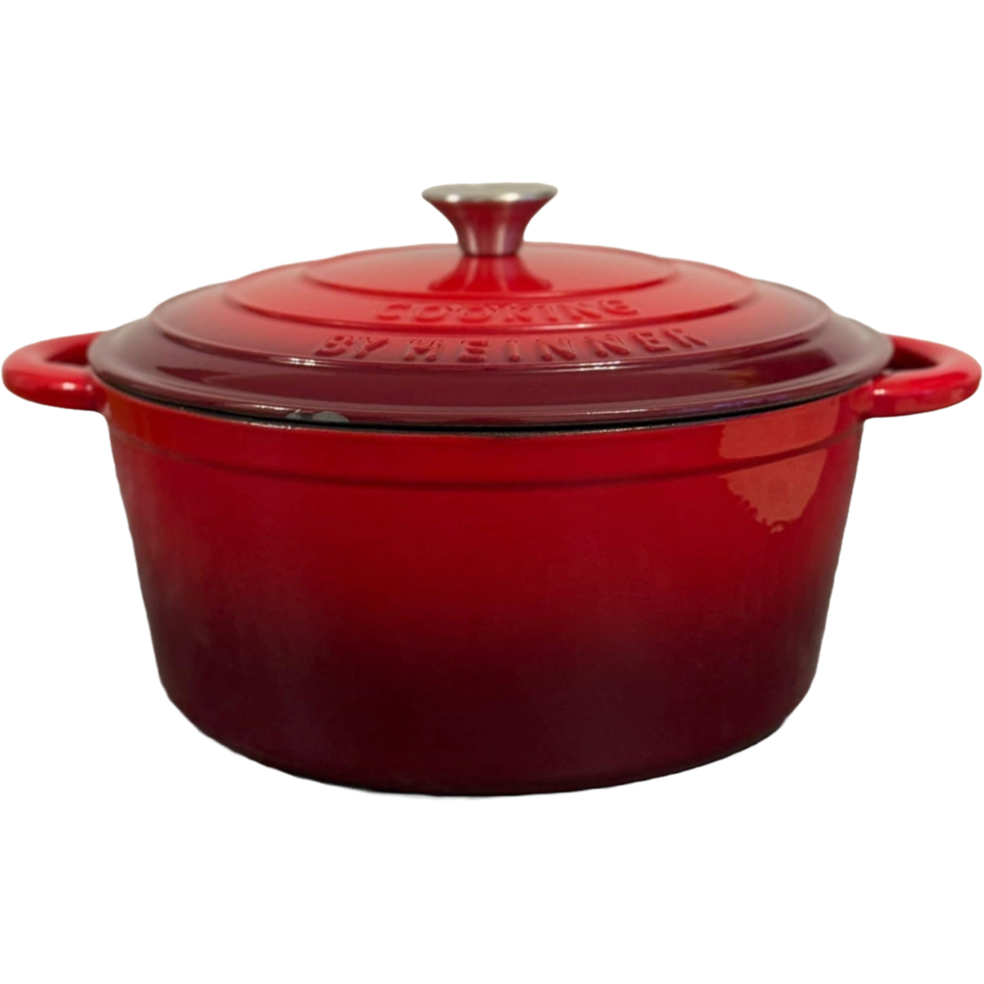 Oala cu Capac Red Line 24x11.5CM Capacitate 4L din Fonta Emailata Rosu