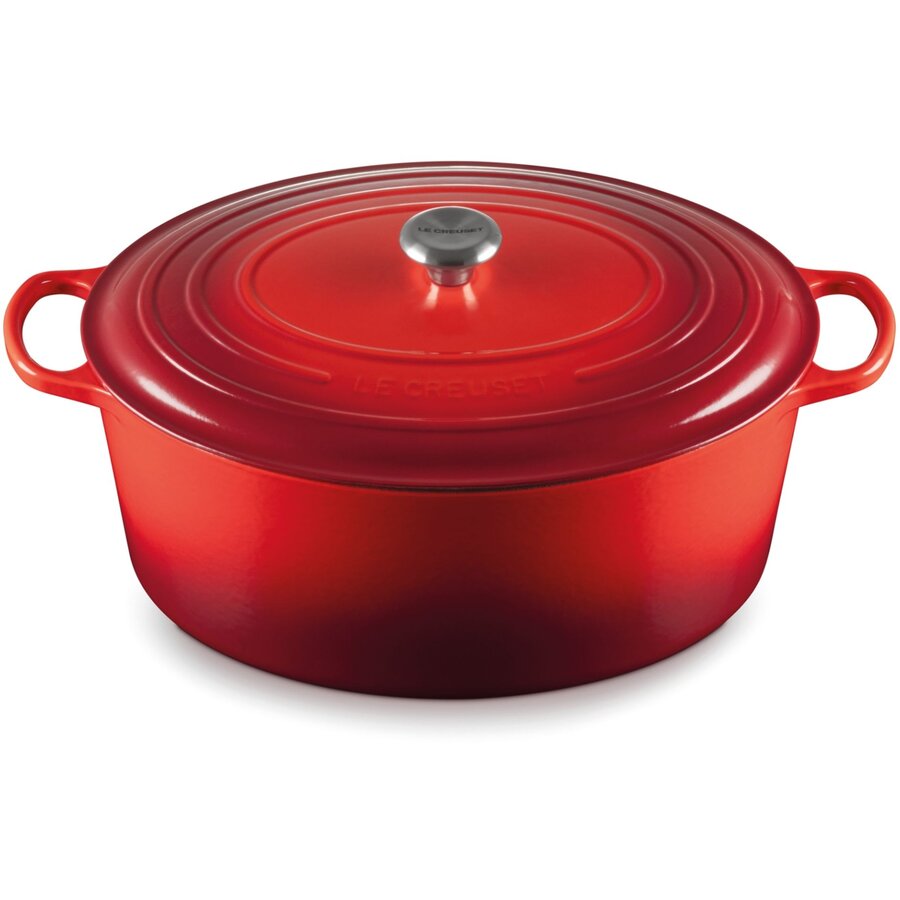 Oala Ovala cu Capac Signature Collection 40CM Fonta Emailata Cherry Red