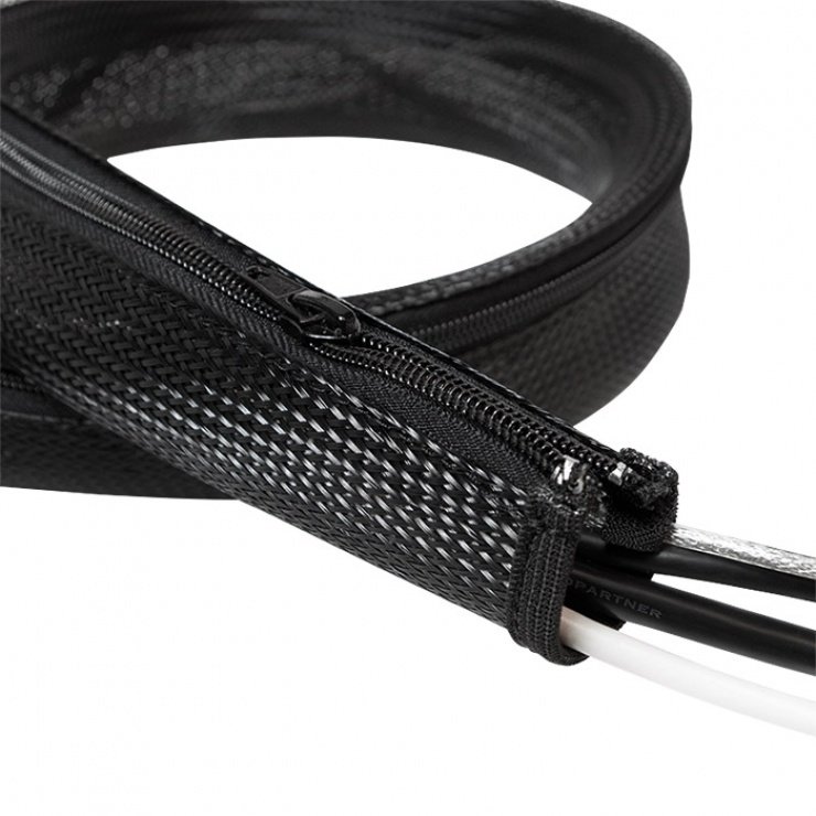 Organizator cabluri KAB0048 felxibil cabluri cu fermoar 1m Negru