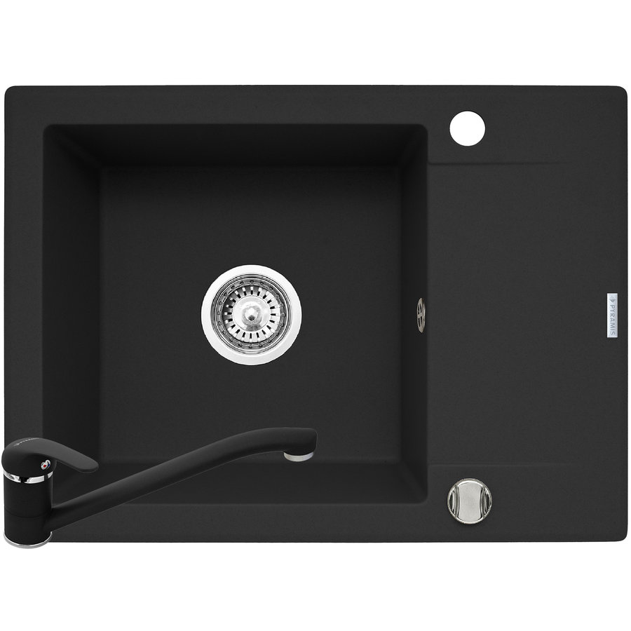 Pachet chiuveta granit KORFU 62x46 1B1D + Baterie ASALIA Carbon