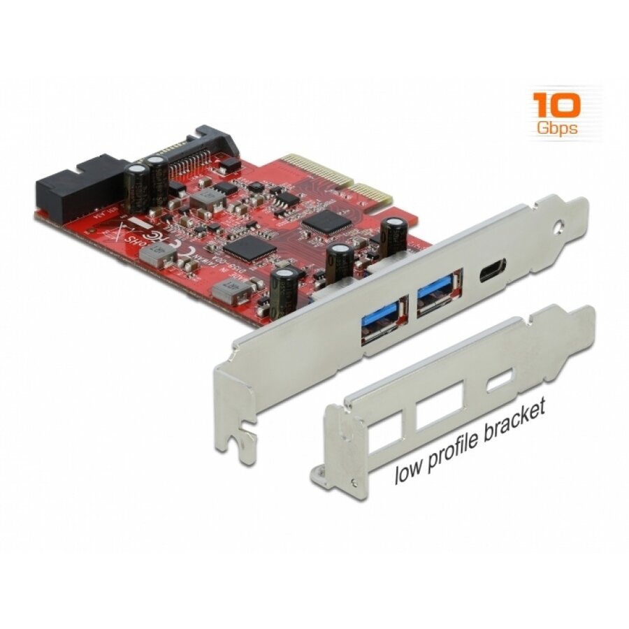 PCI Express 1 x USB-C + 2 x USB-A Externe + USB 3.0 Pin Header