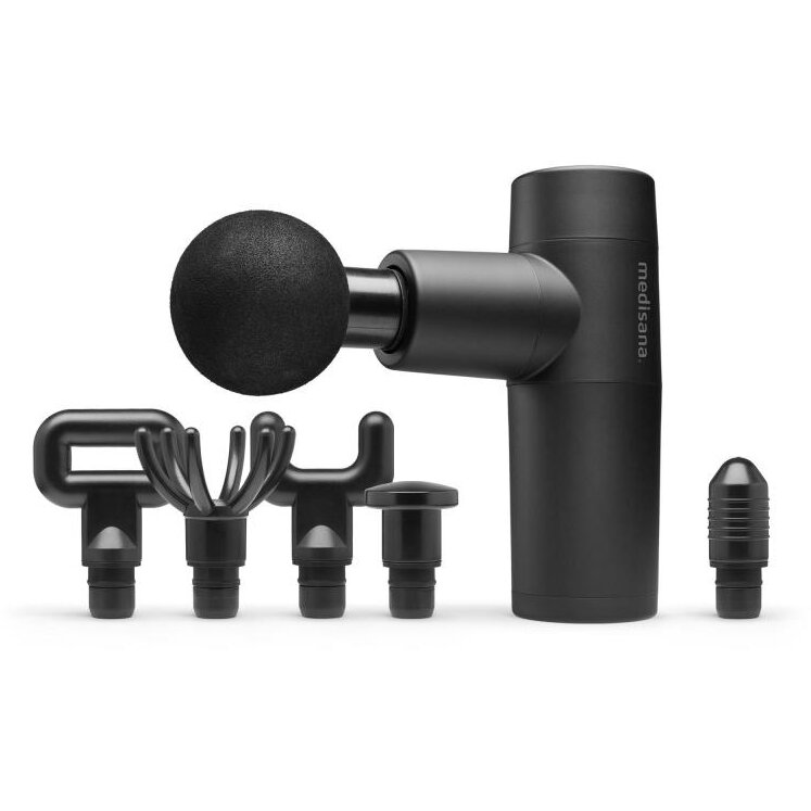 Pistol De Masaj MG 150 Cu 5 Niveluri Puternice De Vibratie 6 Accesorii Maner Ergonomic Design Compact Negru