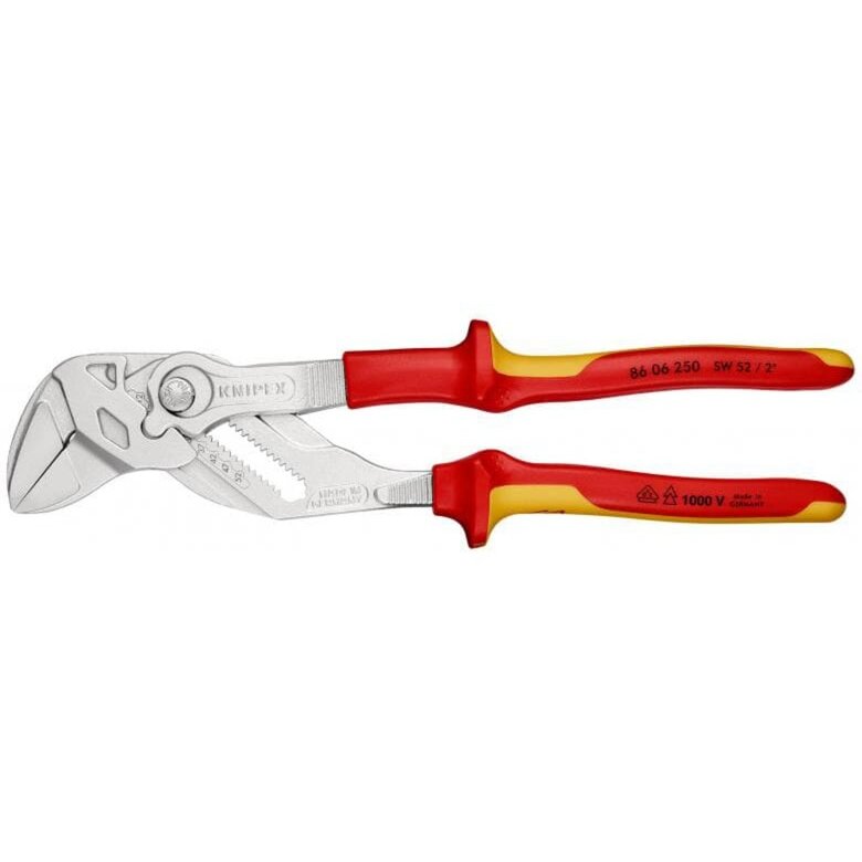 pliers wrench 86 06 250, VDE-insulated (red/yellow, length 250mm, 19-fold adjustable)