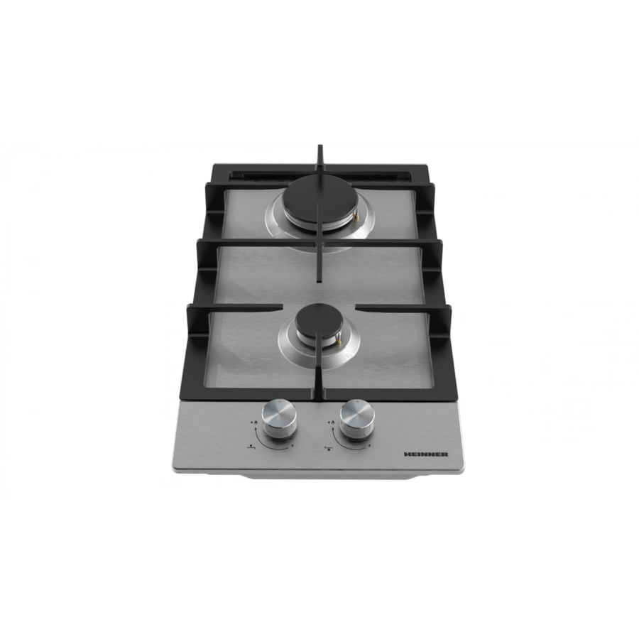 Plita Gaz HBH-M302FIX Incorporabila 2 Arzatoare Gratar Fonta Aprindere Electrica Inox Argintiu