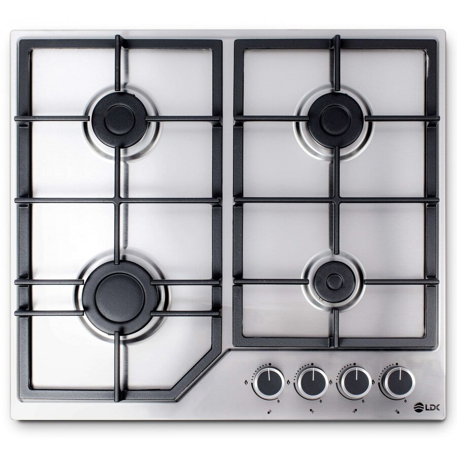 Plita Incorporabila 4GFIX Gaz 4 Arzatoare Aprindere Electrica Gratare Fonta Siguranta 60Cm Inox