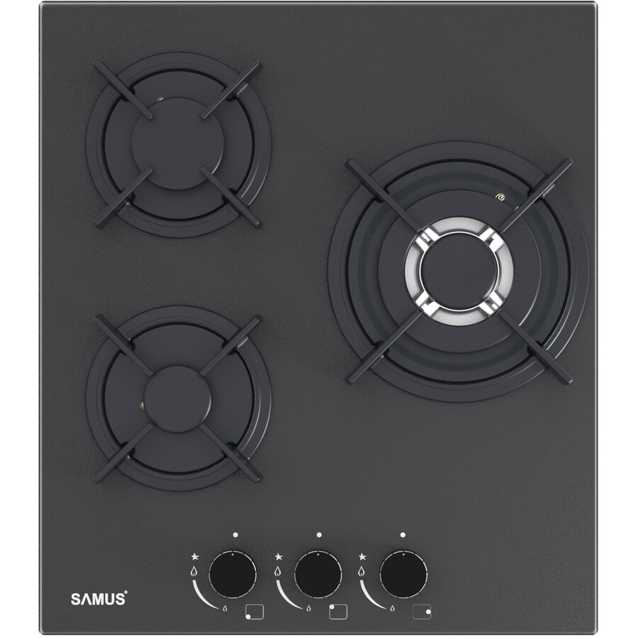 Plita Incorporabila PSG-43SMGN1 3 Arzatoare pe Gaz Aprindere Electrica 45CM Negru