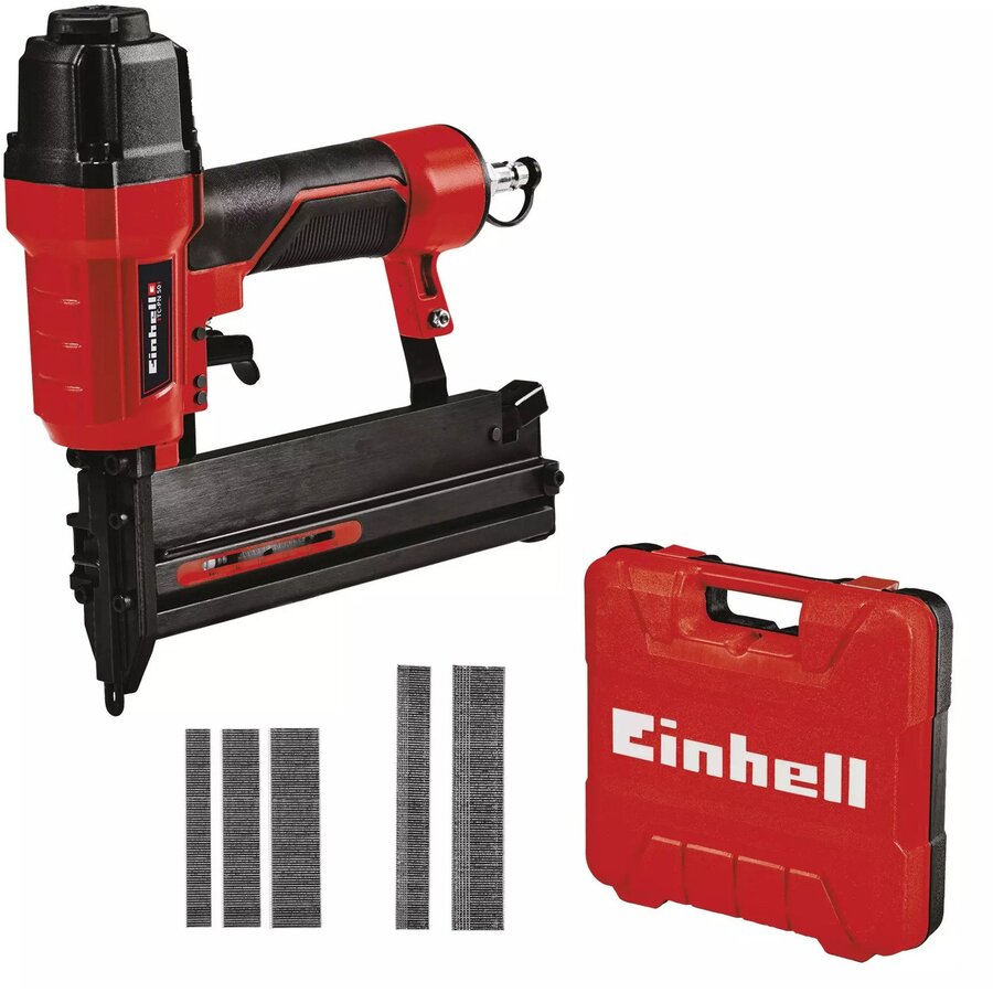 Pneumatic Tacker TC-PN 50 red/black, 2-in-1 combination tool: Pneumatic stapler and pneumatic nailer