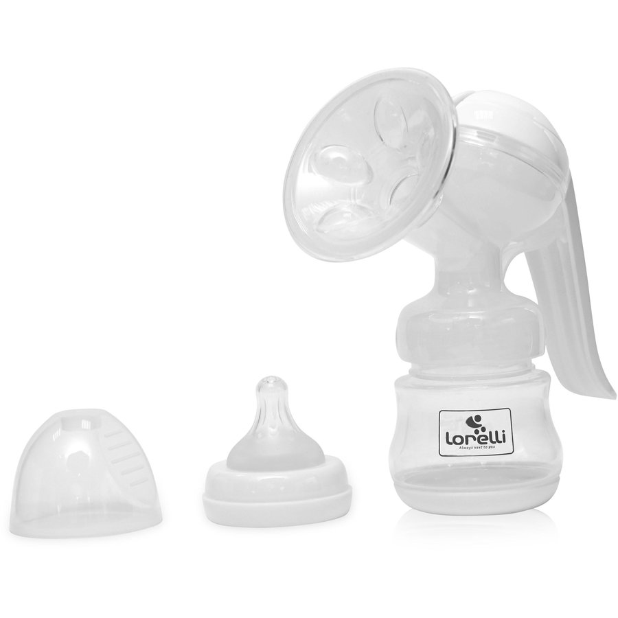 Pompa de san manuala, First Moment, cu biberon 150 ml inclus, alb