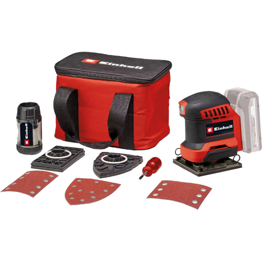 Power X-Change Cordless Hand Sander TE-OS 18/113 3X Li-Solo, 18 Volt (red/black, without battery and charger, with bag + accessories)