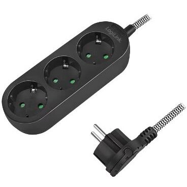 Prelungitor 3x Schuko Conectare prin Schuko (T) Cablu 1.5M 16A Protectie Copii Alb/Negru